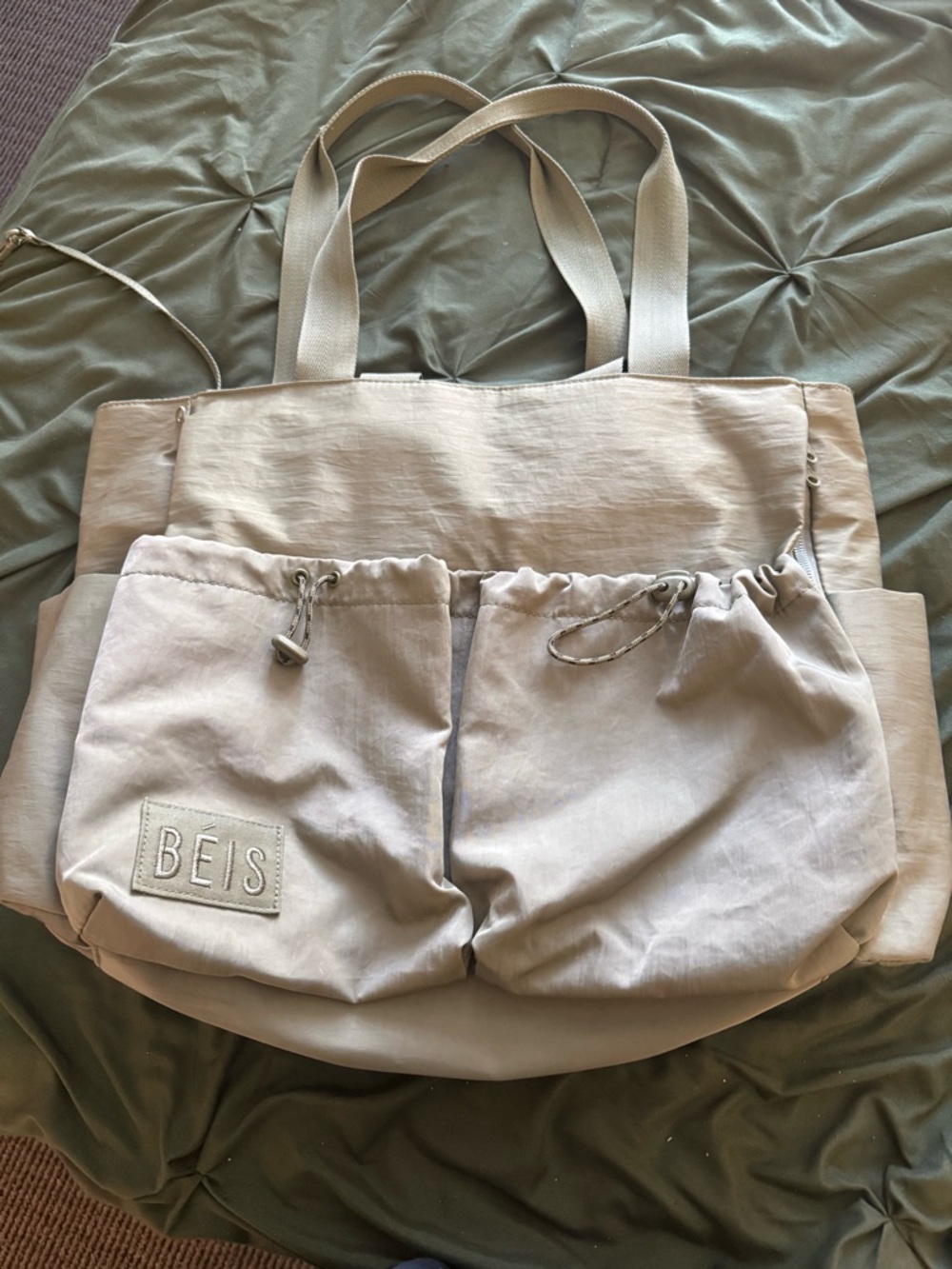 BEIS Olive Green Travel Tote Bag